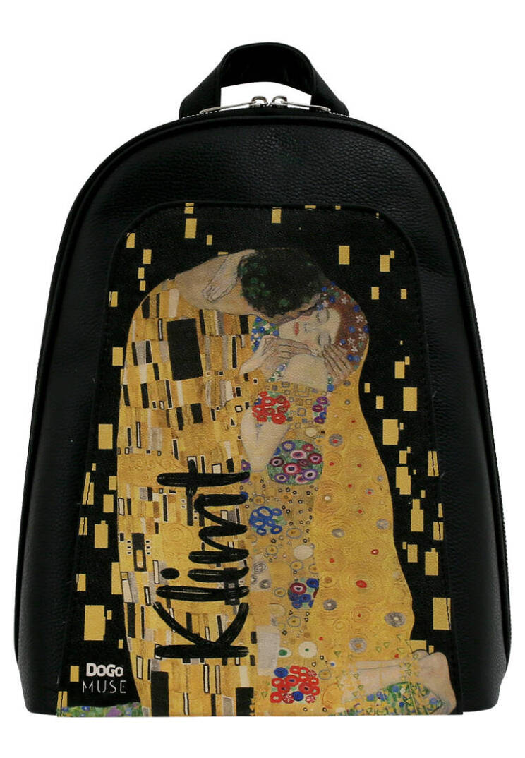 Женский Черный Рюкзак из Веганской Кожи - Gustav Klimt The Kiss Muse - 1