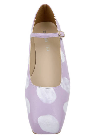 Женские Сиреневые Балетки из Веганской Кожи - Brush Dots White - 5