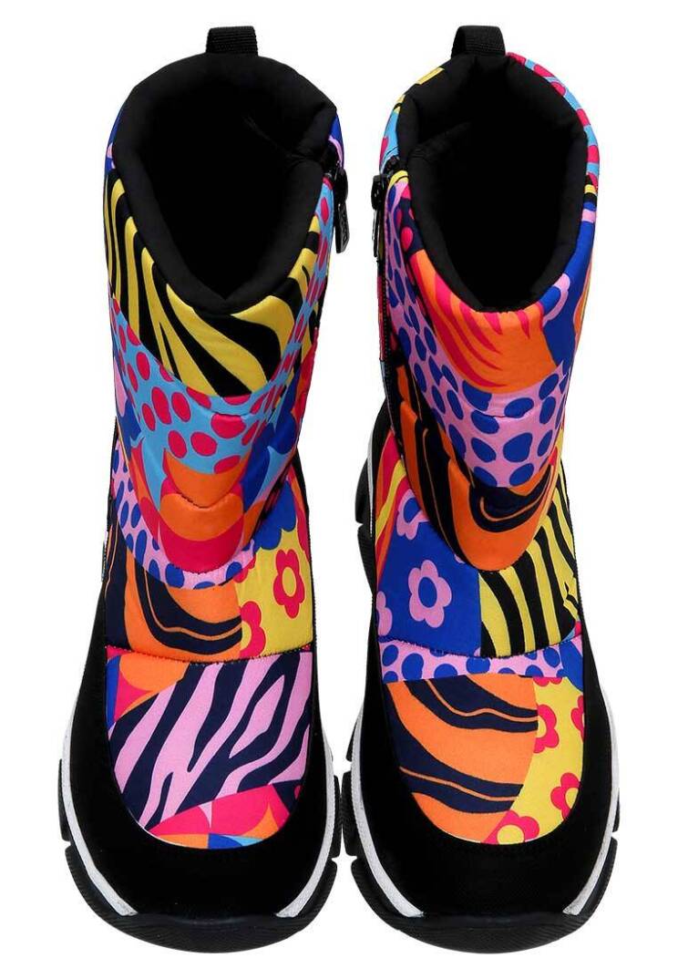 Женские разноцветные ботинки из веганской кожи — Color Blast Дизайн. Яркий многоцветный стиль для оригинальных повседневных образов. - 3