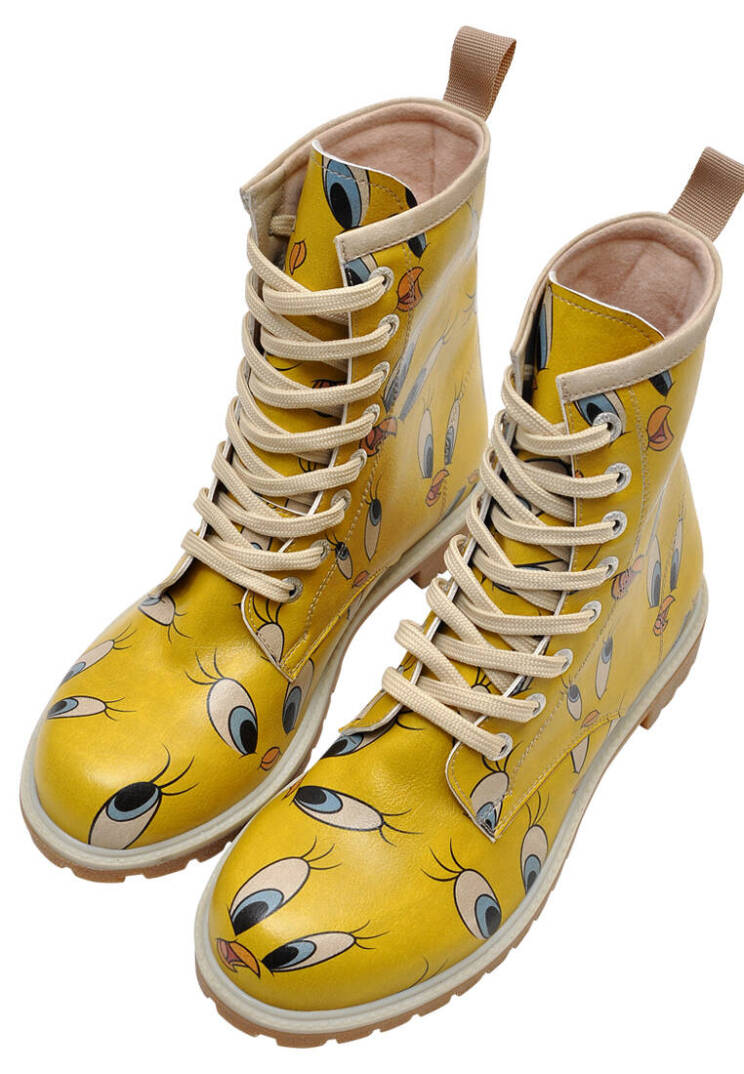 Женские Желтые Высокие Сапоги Vegan Warner Bros - Tweety in Yellow - 2